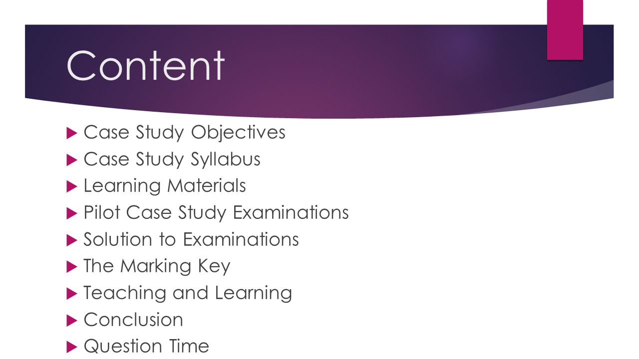 case study learning objectives